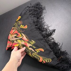 H&M Black and Red Fringed Scarf